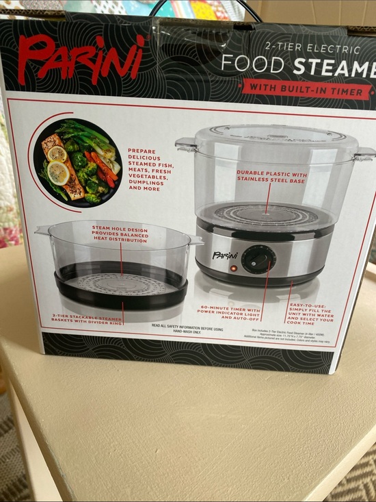 parini Other - Parini 2-Tier Electric Food Steamer — Clear and Silver